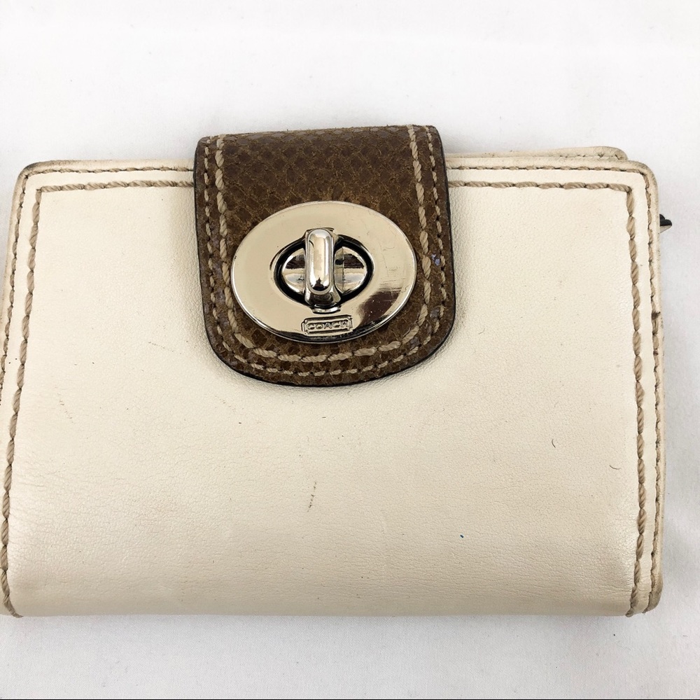 Coach white and brown wallet